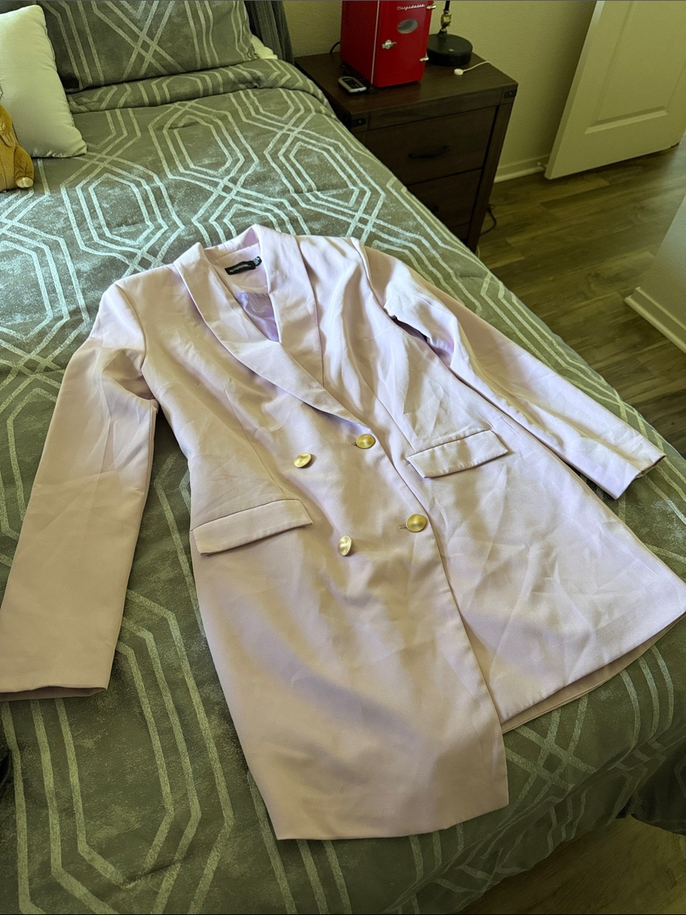 Lilac Double-Breasted Women’s Blazer Dress Coat